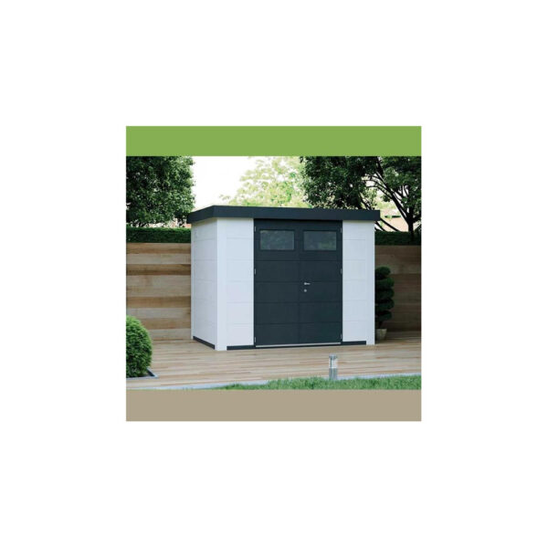 Abri de jardin moderne en acier porte simple 5,7 m² Eleganto 2424 blanc Telluria – Image 6