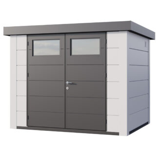 Abri de jardin moderne en acier porte simple 5,7 m² Eleganto 2424 blanc Telluria